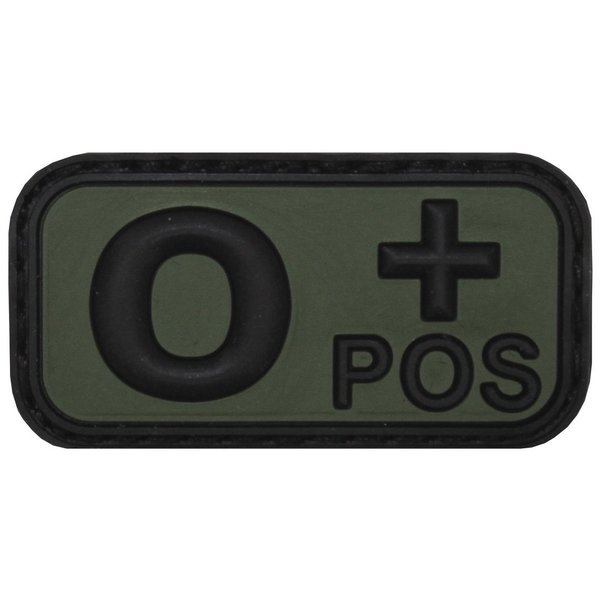 Klettabzeichen, schwarz-oliv, Blutgruppe "O POS", 3D